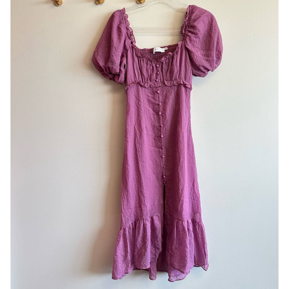 NEW ASTR The Label Rocco Dress Orchid Fuchsia Cottage Ruffle Puff Sleeve Size XS - Picture 14 of 16